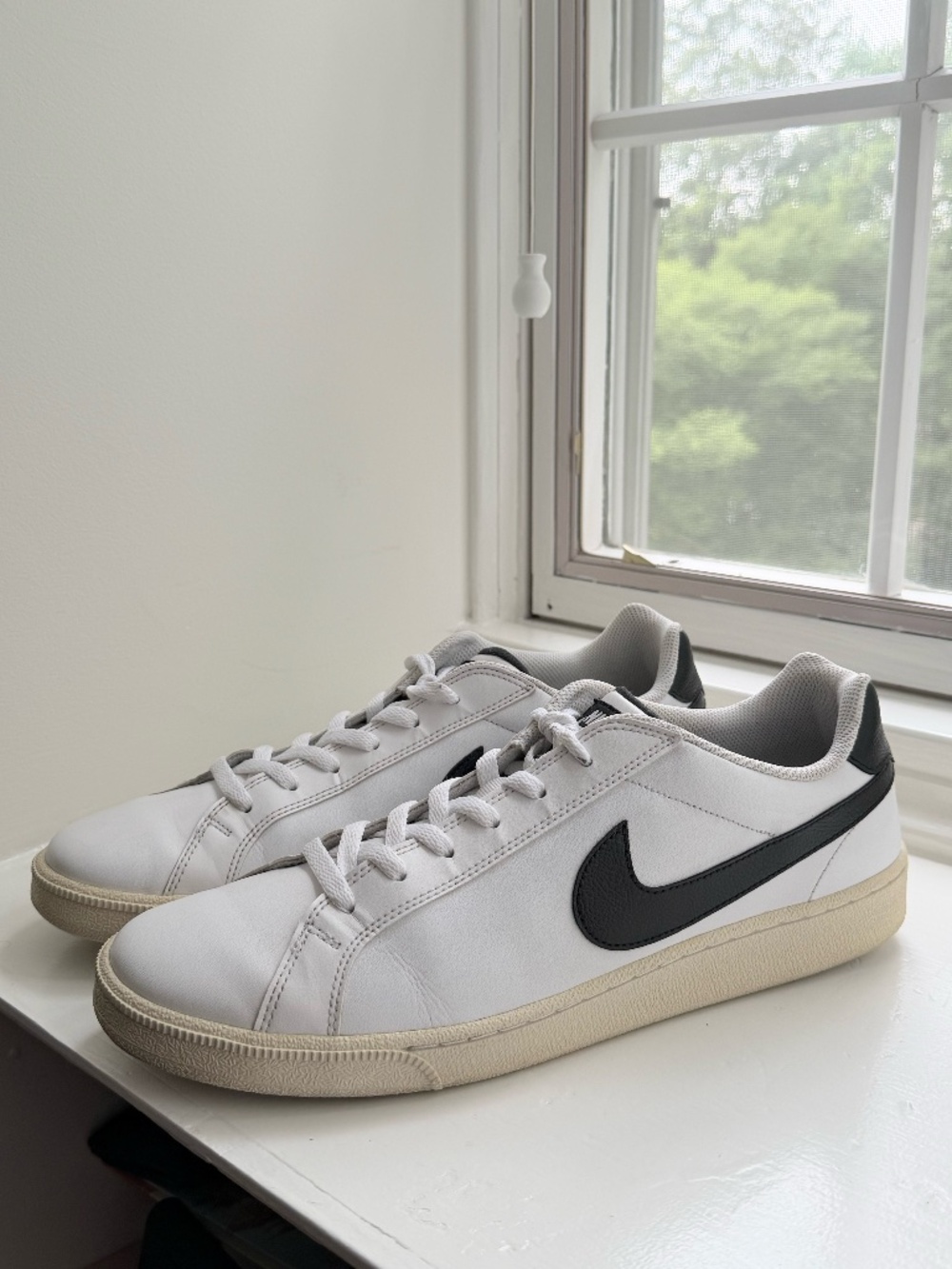 Nike Court Royale White Black Leather Sneakers Men's Size 12